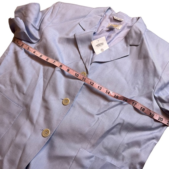 NWT TALBOTS Women’s Vintage Rayon Linen Short Sleeve Button Down Blazer in Blue - Picture 7 of 8